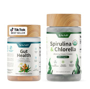 Snap Supplements gut health bundle bottle shows probiotic and enzyme blend for digestion