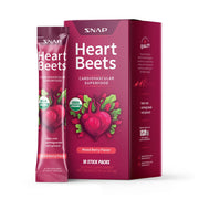 Snap Supplements Heart Beets front view, portable on-the-go wellness with nitrate-rich ingredients.