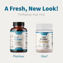 Snap Supplements iron capsules pouring into hand for easy dosing.