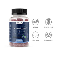 Snap Supplements L-Carnitine 500mg gummy serving emphasizes dose and portability