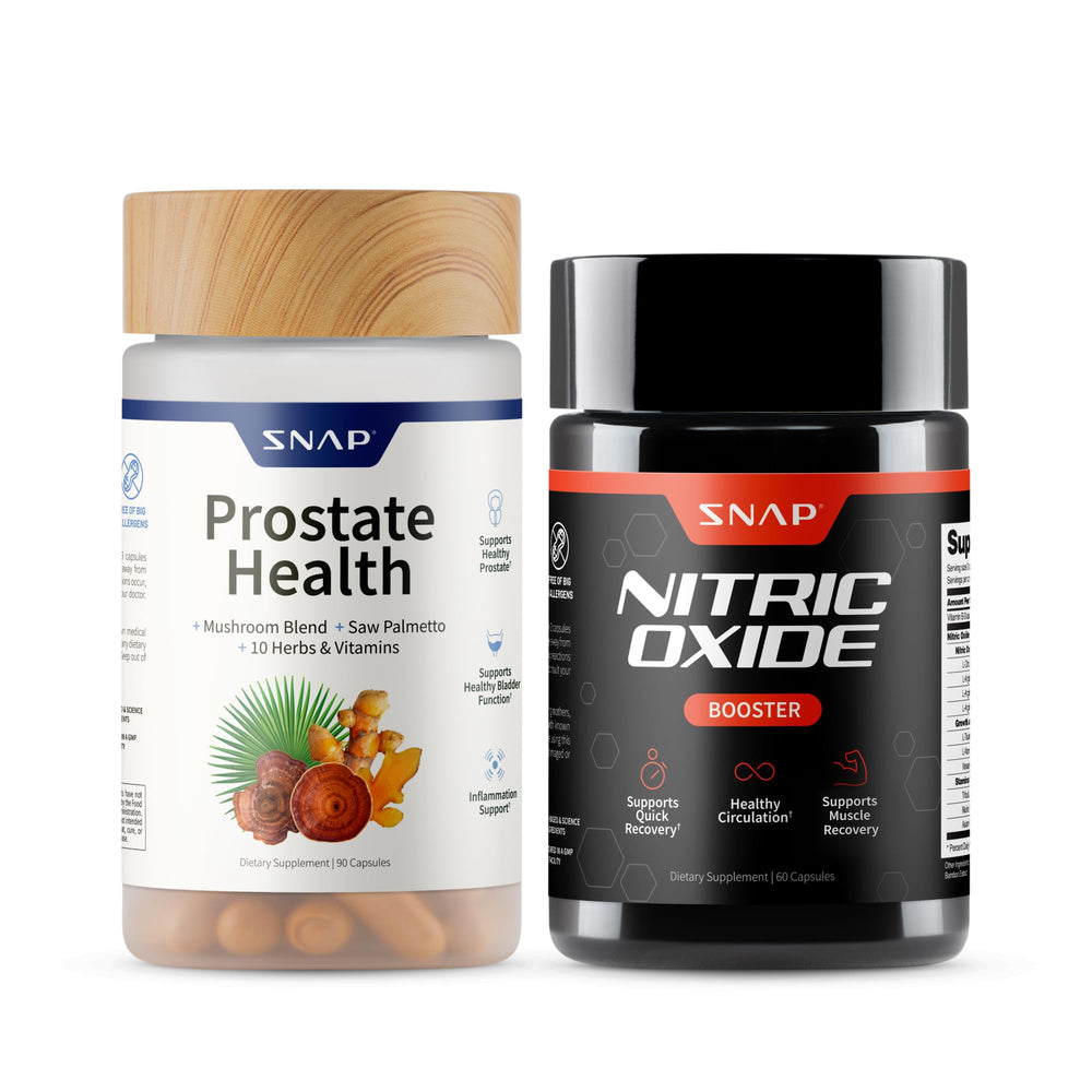 Snap Supplements Nitric Oxide Booster bottle with ginseng for daily energy and circulation