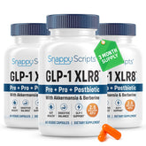 Snappy Scripts GLP-1 XLR8 bottle pour for easy daily dosing and gut support potential