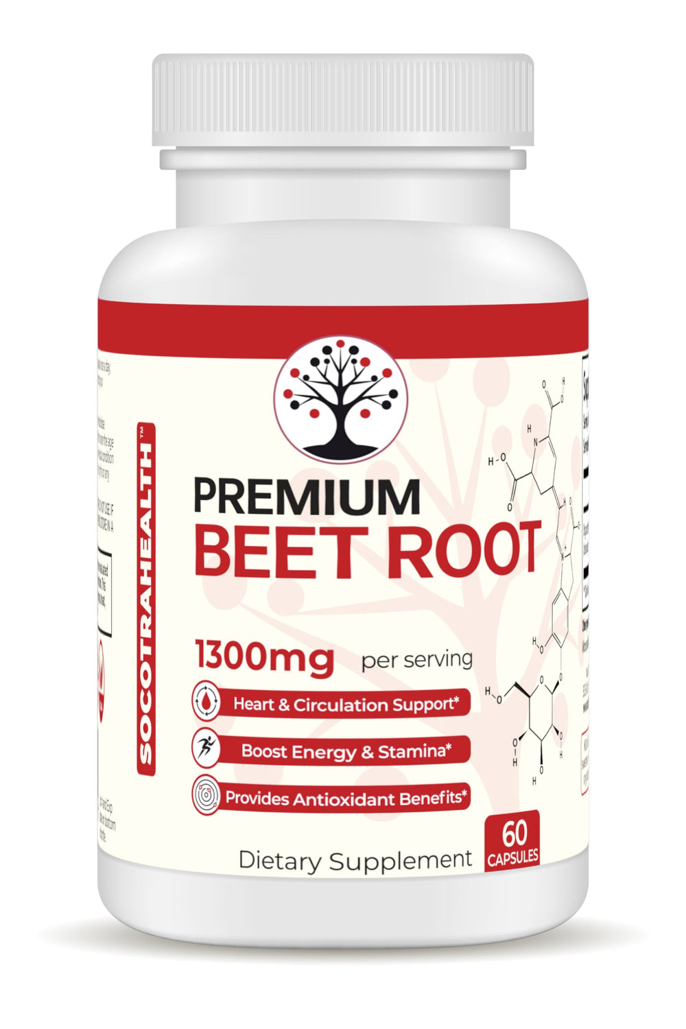 Socotra Health Beet Root Capsules bottle front showing premium organic nutrition for energy
