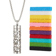 SOFPLATE hollow-heart diffuser necklace closeup showing diffusion.