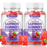 Softbear saffron gummies bottle offers calm focus for daily routines.