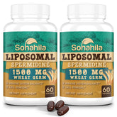 Sohahila Spermidine softgels bottle highlighting high-purity formula for daily support.