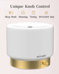 SOICARE dimmable diffuser creates a warm glow for relaxing evenings.