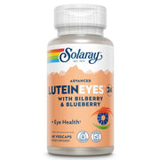 SOLARAY Advanced Lutein Eyes 24mg bottle for vegan eye health support.