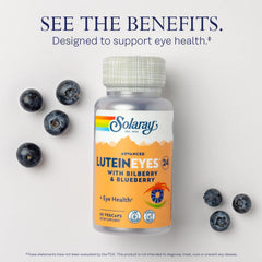 SOLARAY Advanced Lutein Eyes packaging highlights eco-friendly bottle materials.