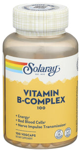 SOLARAY B-Complex 100mg bottle ready for daily use and energy support.
