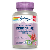 Solaray Berberine 500mg bottle displaying vegan packaging and sustainability.