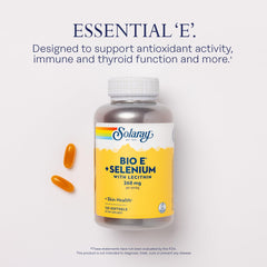 Solaray Bio E with Selenium bottle label detailing natural d-Alpha-Tocopherol.