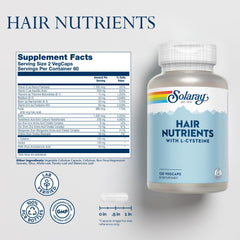 SOLARAY Biotin hair growth capsules close-up for hair skin nails.