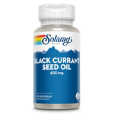 SOLARAY Black Currant Seed Oil bottle highlighting natural skin support and antioxidant power.