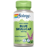 SOLARAY Blue Skullcap 425mg bottle with capsules supports calm mood and daytime focus.