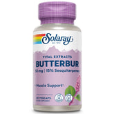 SOLARAY Butterbur Root Extract 50mg bottle pour shows dosage for vascular support