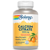 SOLARAY calcium citrate 1000 mg bottle with orange chews for bone support.