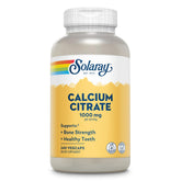 Solaray Calcium Citrate 1000mg bottle showing chelated calcium for everyday bone support.