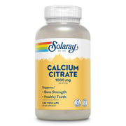 Solaray Calcium Citrate 1000mg bottle showing chelated calcium for everyday bone support.