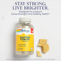 SOLARAY Calcium Citrate label close-up highlighting chelated formula and 1000mg per serving