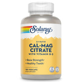 SOLARAY calcium magnesium citrate bottle showing balanced minerals for bone support