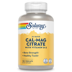 SOLARAY calcium magnesium citrate bottle showing balanced minerals for bone support
