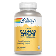SOLARAY Calcium & Magnesium Citrate bottle highlighting high-absorption formula for bone support