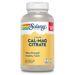 Solaray Calcium Magnesium Citrate bottle showing chelated minerals for bone support