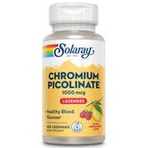 Solaray Chromium Picolinate lozenges packaging shows a sugar-free formula for daily wellness.