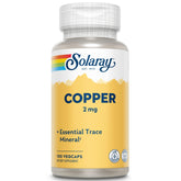 Solaray Copper 2 mg bottle front displaying label for high-purity mineral support