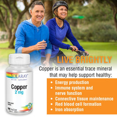 Solaray Copper 2 mg bottle with lab-verified potency and purity seal