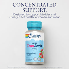 SOLARAY CranActin bottle label detailing non-GMO and lab-verified potency.