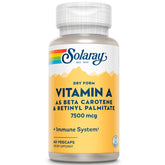 SOLARAY Dry Form Vitamin A bottle with capsules for daily eye support.