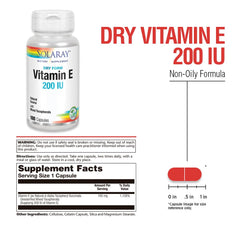 Close-up of SOLARAY dry Vitamin E tablets for heart and skin benefits.