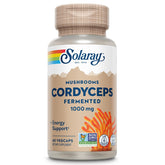 SOLARAY fermented Cordyceps bottle showing energy support and vegan quality