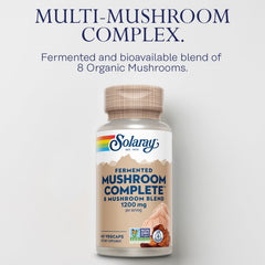 SOLARAY Fermented Mushroom Complete ingredients overview highlights eight mushroom types