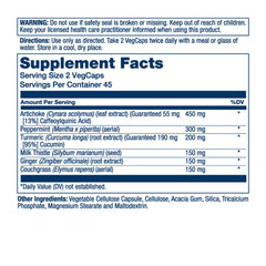 SOLARAY Gallbladder Support capsules closeup shows the herbal blend for digestive comfort.