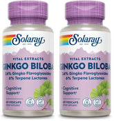 SOLARAY Ginkgo Biloba Extract bottle with 60 mg per capsule for daily focus support