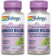 SOLARAY Ginkgo Biloba Extract bottle with 60 mg per capsule for daily focus support