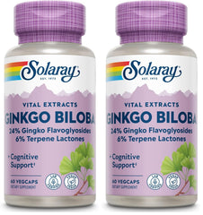 SOLARAY Ginkgo Biloba Extract bottle with 60 mg per capsule for daily focus support