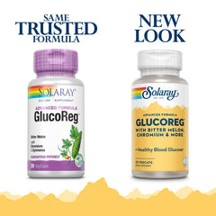 SOLARAY GlucoReg capsules close-up, convenient daily supplement for balanced nutrition.