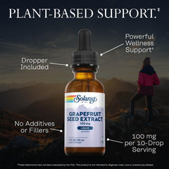 SOLARAY Grapefruit Seed Extract Drops label indicates 100 mg per serving.