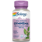 SOLARAY Gymnema Leaf Extract bottle with 385 mg potency for daily support.