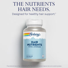 SOLARAY Hair Skin Nails vitamin capsules close-up highlighting packaging.