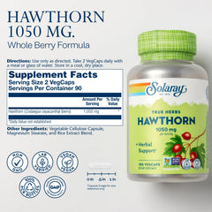 Close-up of SOLARAY Hawthorn berries highlighting whole berry formula