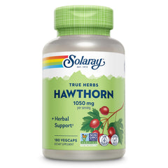 SOLARAY Hawthorn Berry Capsules bottle showing 180 vegan capsules for daily support