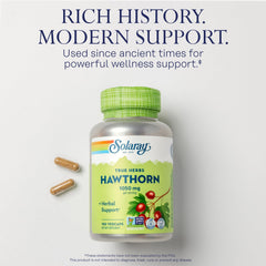 SOLARAY Hawthorn Non-GMO label with verified ingredients for a plant-based capsule
