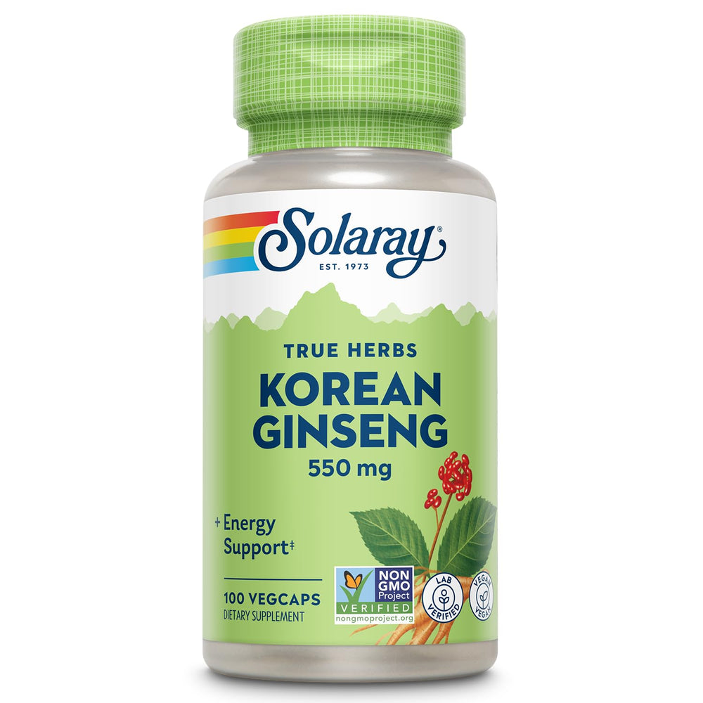 SOLARAY Korean Ginseng 550 mg bottle showing calm focus for daily tasks