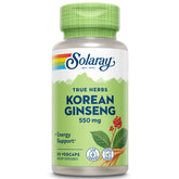 SOLARAY Korean Ginseng 550 mg bottle for daily adaptogen support and balanced energy.