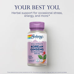 SOLARAY product label highlights 5% ginsenosides and quality testing.